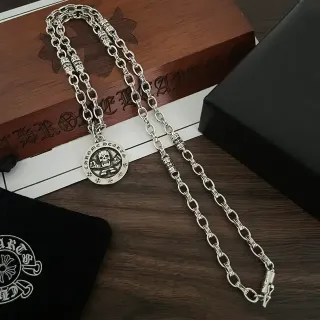 Chrome Hearts Skull Pendant Heavy-Link Silver Necklace