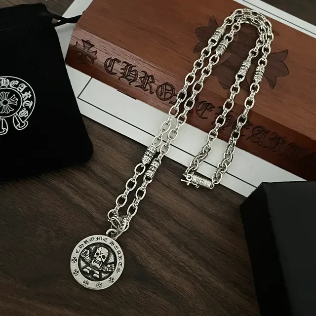 Chrome Hearts Skull Pendant Heavy-Link Silver Necklace 7