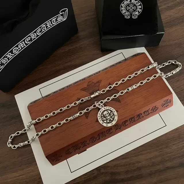 Chrome Hearts Skull Pendant Heavy-Link Silver Necklace 8