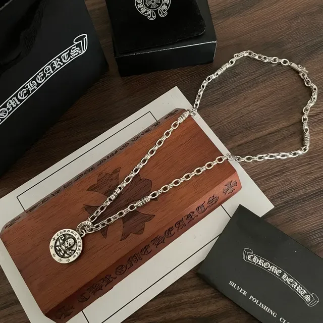 Chrome Hearts Skull Pendant Heavy-Link Silver Necklace 9