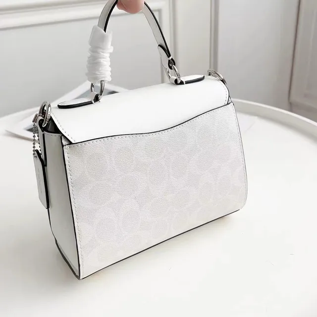 Coach Tabby White Monogram-Printed Structured Top-Handle Tote Bag 3