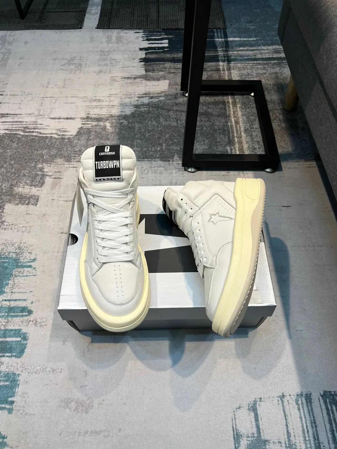 Converse White Beige High-Top Leather Upper Lifestyle Sneakers 4