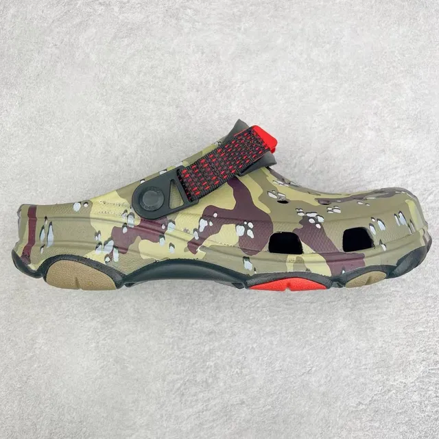 Crocs Multicolor Red Camouflage Print Adjustable Strap Clog 1