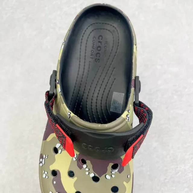 Crocs Multicolor Red Camouflage Print Adjustable Strap Clog 6