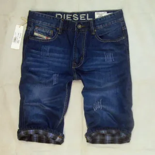 Diesel Blue Navy Distressed Rolled-Cuff Shorts