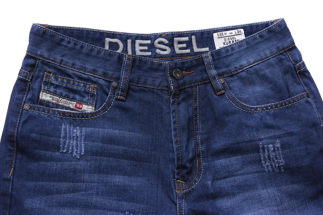 Diesel Blue Navy Distressed Rolled-Cuff Shorts 5