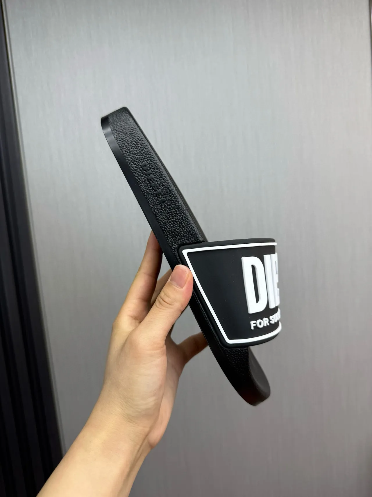 Diesel Successful Living Logo Strap Black Slippers 6