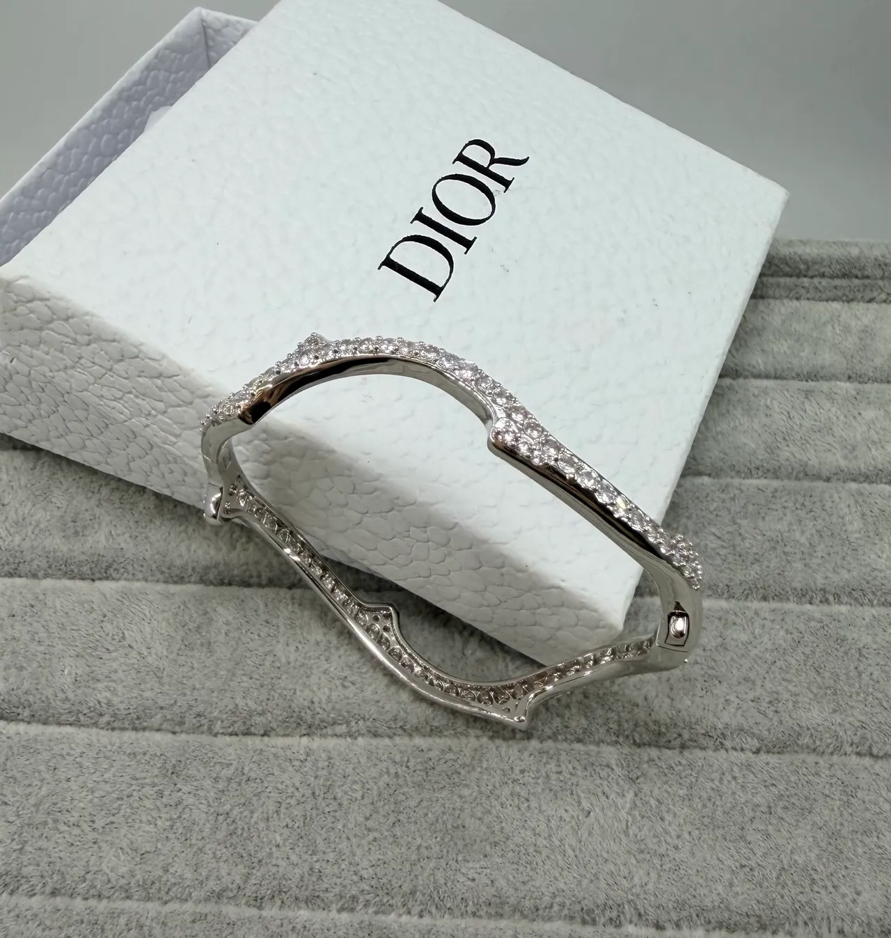 Dior Asymmetrical Pavé Crystal Openwork Bracelets 2