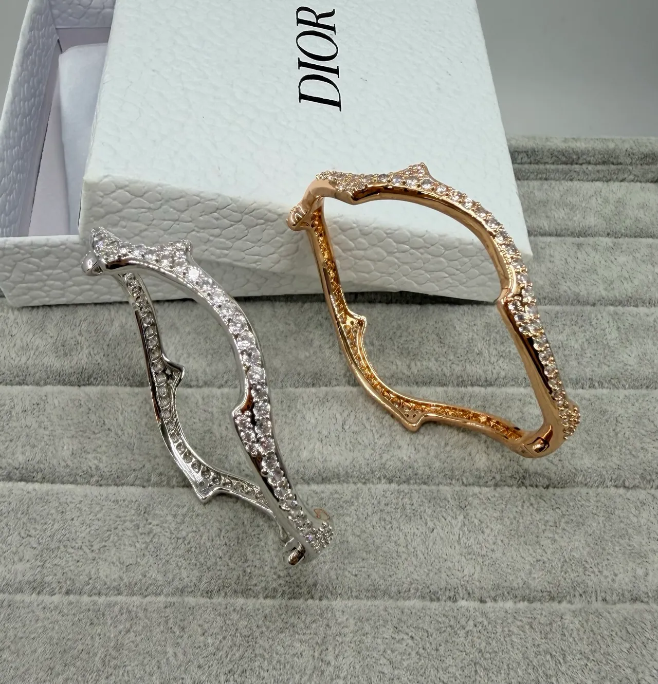 Dior Asymmetrical Pavé Crystal Openwork Bracelets 6