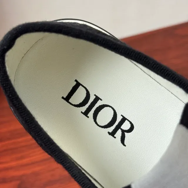Dior B22 Black White Monogrammed Jacquard Upper Flat Vulcanized-Style Sole Lifestyle Sneakers 7