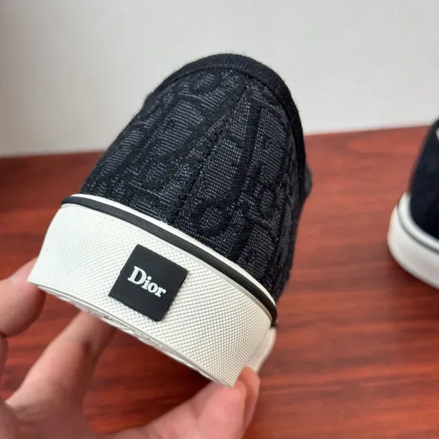 Dior B22 Black White Monogrammed Jacquard Upper Flat Vulcanized-Style Sole Lifestyle Sneakers 8