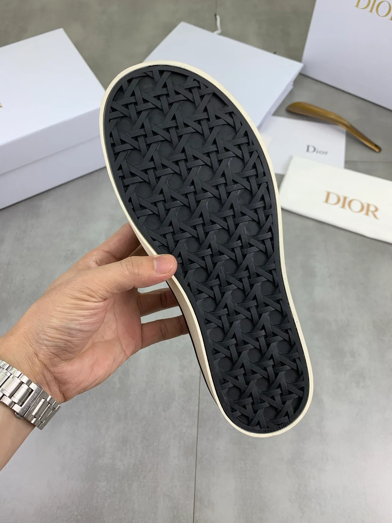 Dior B23 Beige Black Monogram Canvas Script Embroidery Loafer 3