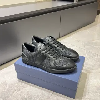 Dior B23 Black Monogrammed Textile Leather Overlays Lifestyle Sneakers