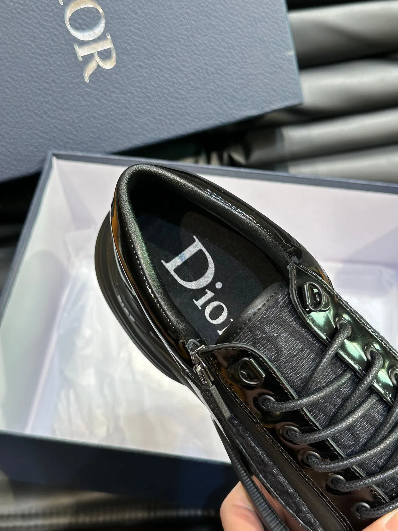 Dior B23 Black Patent and Oblique Jacquard Chunky Sneakers 7
