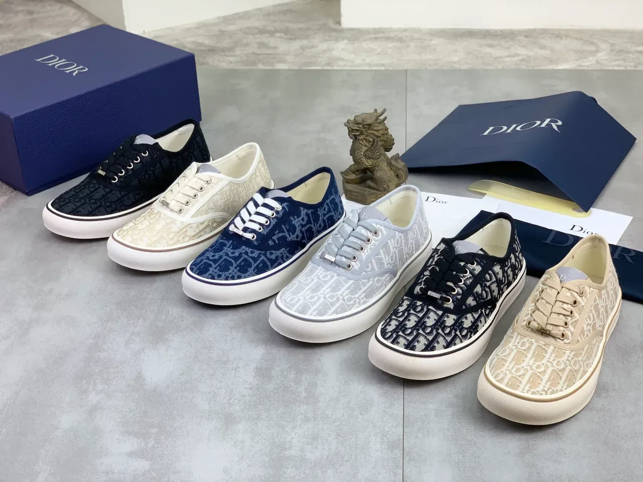 Dior B23 Brown Beige Oblique Monogram Jacquard Canvas Low-Top Lace-Up Silhouette Lifestyle Sneakers 2