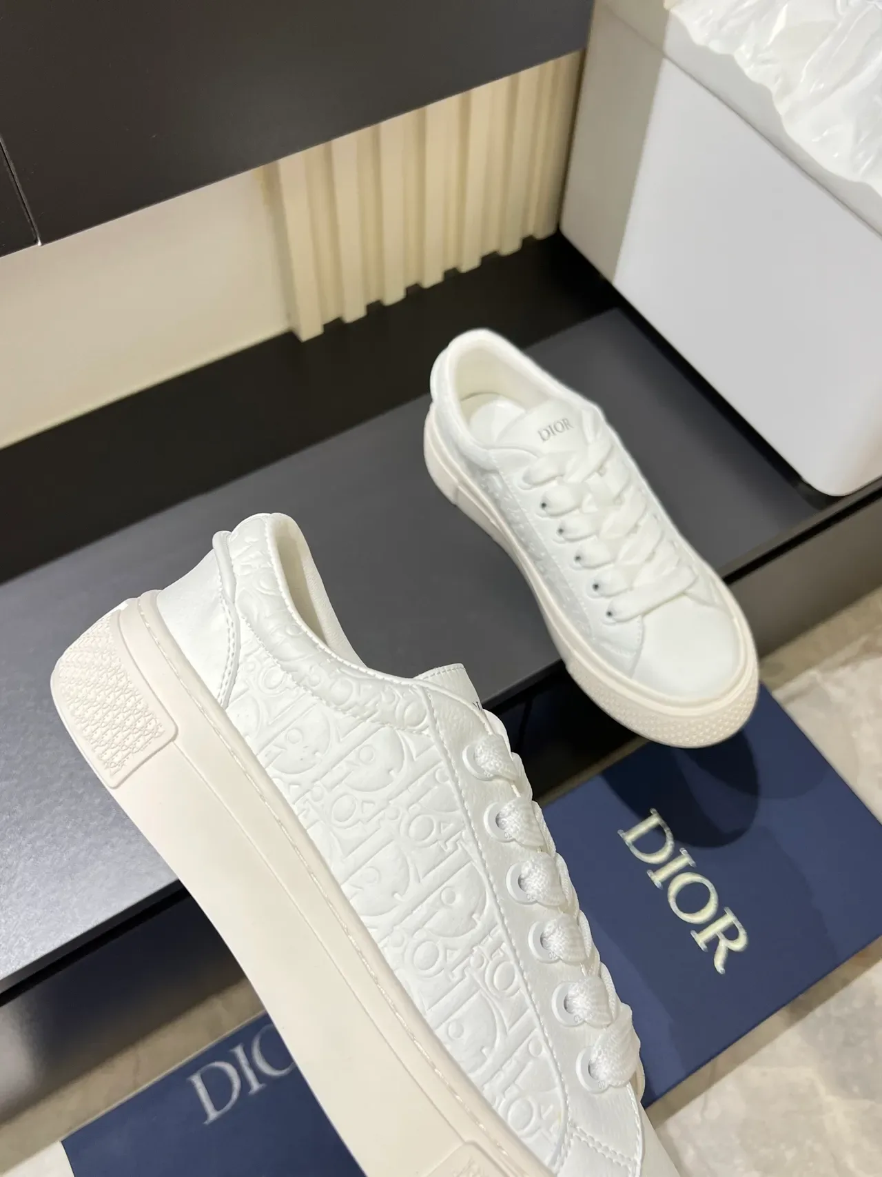 Dior B23 Embossed Monogram White Lifestyle Sneakers 3