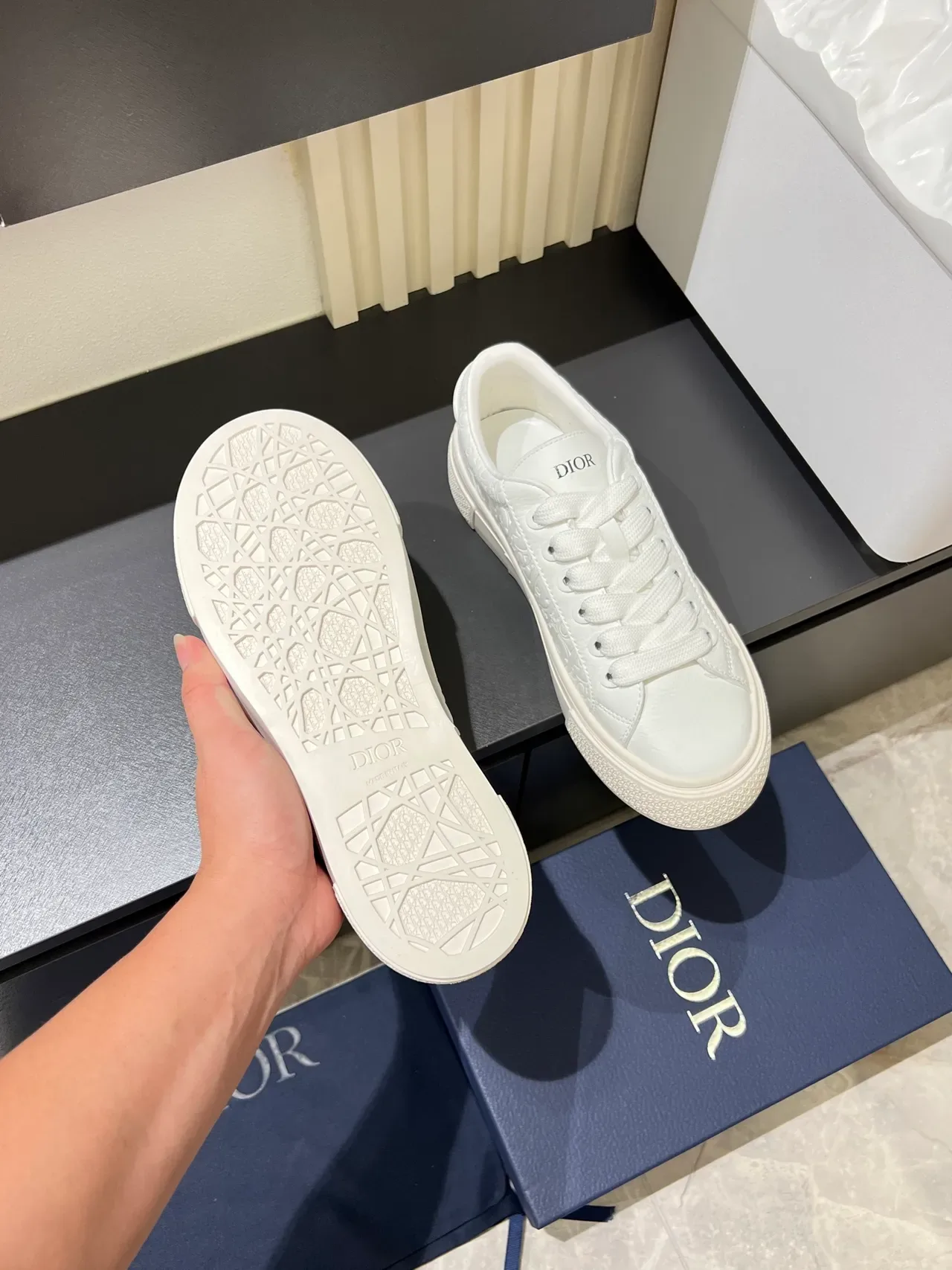 Dior B23 Embossed Monogram White Lifestyle Sneakers 4