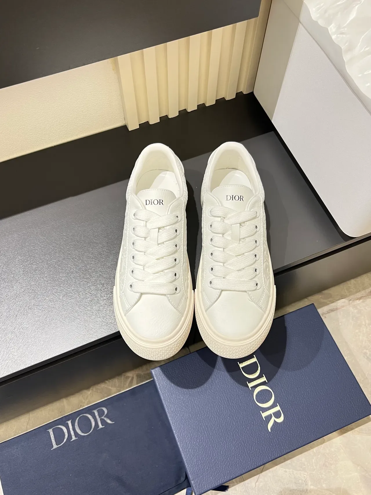 Dior B23 Embossed Monogram White Lifestyle Sneakers 5
