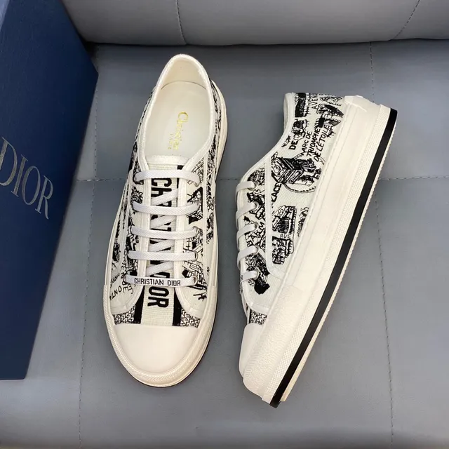Dior B23 Graphic-Print Canvas Low-Top Sneakers 4