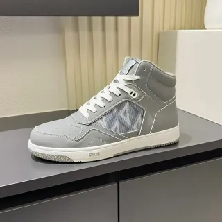 Dior B23 Gray Oblique Jacquard High-Top Lifestyle Sneakers