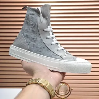 Dior B23 رمادي حذاء رياضي أسلوب حياة بارتفاع مرتفع بتصميم جوارب من الخيوط