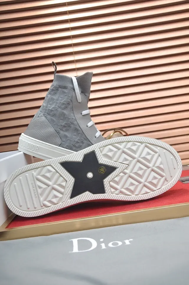 Dior B23 Gris Chaussures Lifestyle en Maille à Pied de Chaussette Hautes 3
