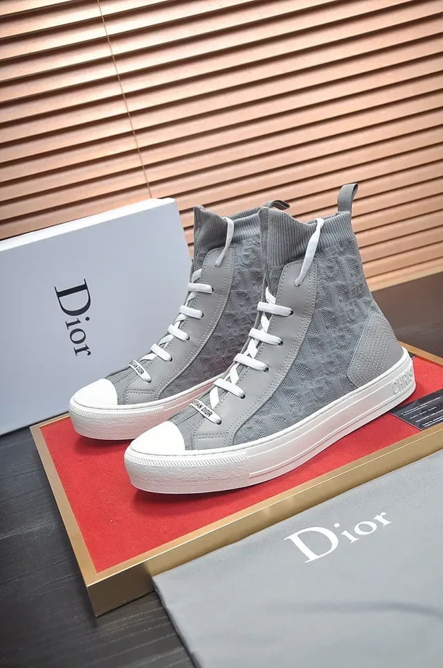 Dior B23 Gris Chaussures Lifestyle en Maille à Pied de Chaussette Hautes 4