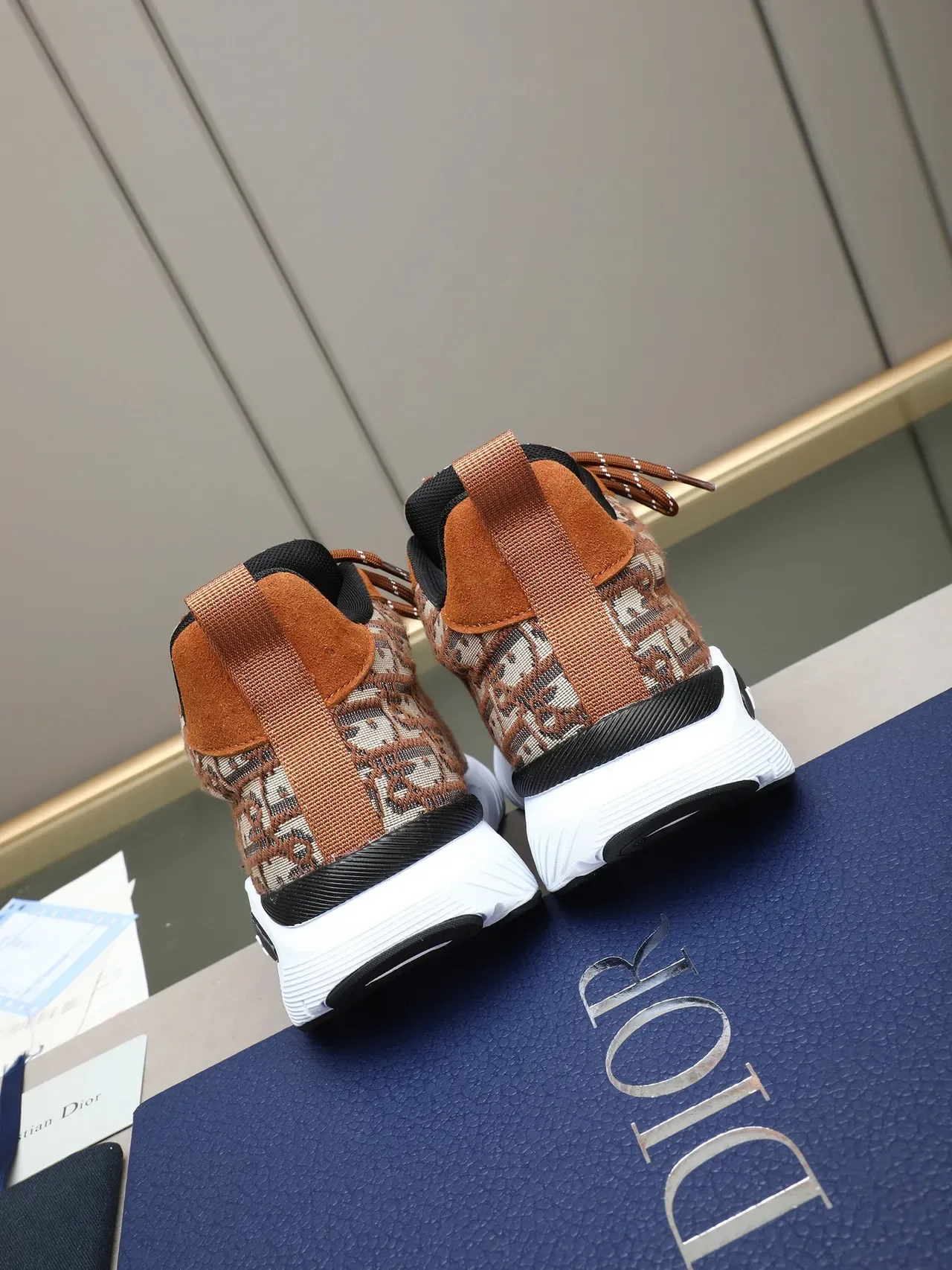 Dior B23 Monogram Jacquard Tan Beige Lifestyle Sneakers 3