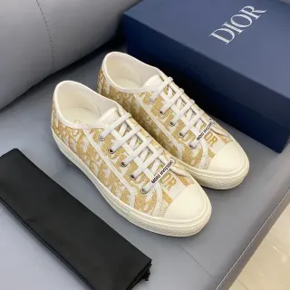 Dior B23 Monogram Print Off-White and Gold Lifestyle Sneakers