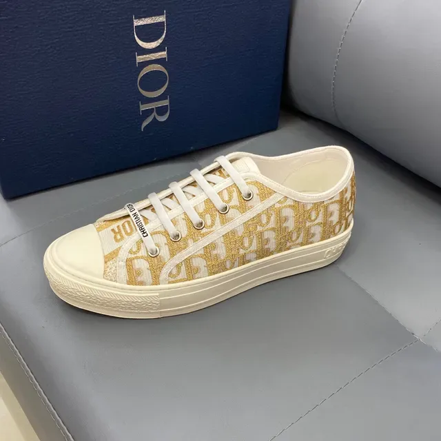 Dior B23 Monogram Print Off-White and Gold Lifestyle Sneakers 5