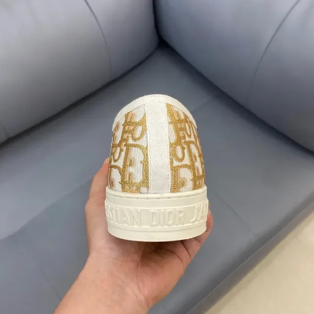 Dior B23 Monogram Print Off-White and Gold Lifestyle Sneakers 8
