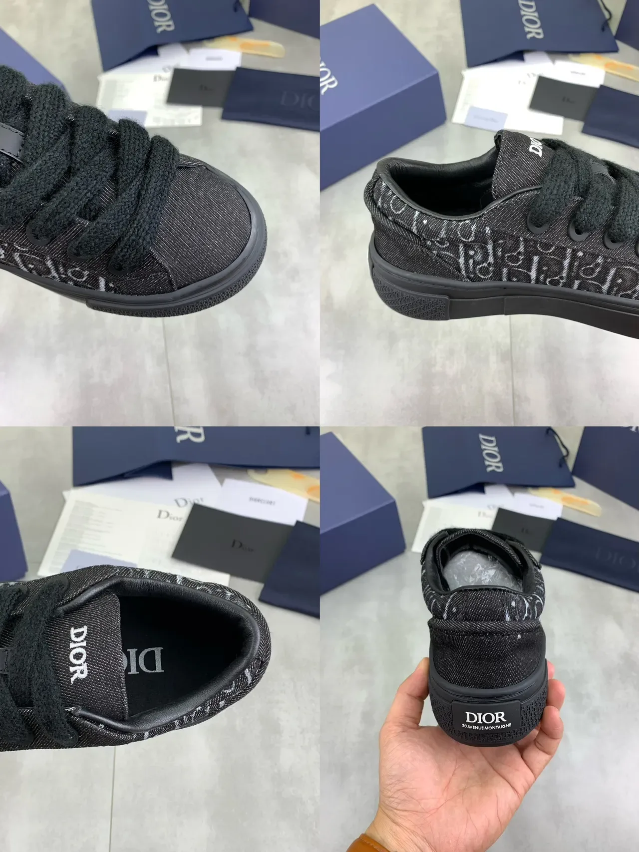 Dior B23 Monogrammed Canvas Black Lifestyle Sneakers 2