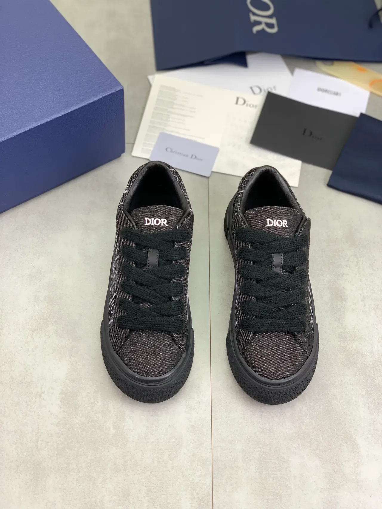 Dior B23 Monogrammed Canvas Black Lifestyle Sneakers 4
