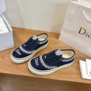Dior B23 海军蓝灯芯绒蕾丝边滑板鞋