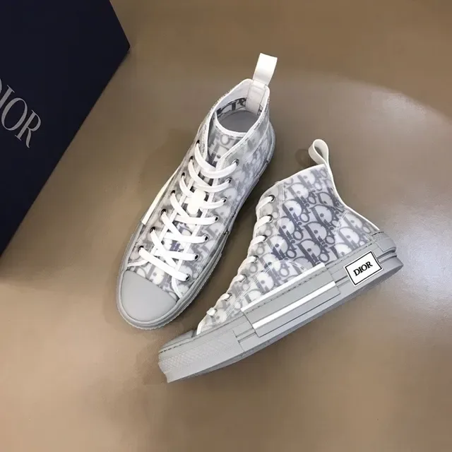 Dior B23 Oblique Monogram Gray High-Top Lifestyle Sneakers 2