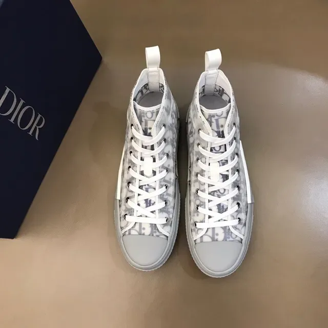 Dior B23 Oblique Monogram Gray High-Top Lifestyle Sneakers 4