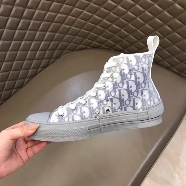 Dior B23 Oblique Monogram Gray High-Top Lifestyle Sneakers 8