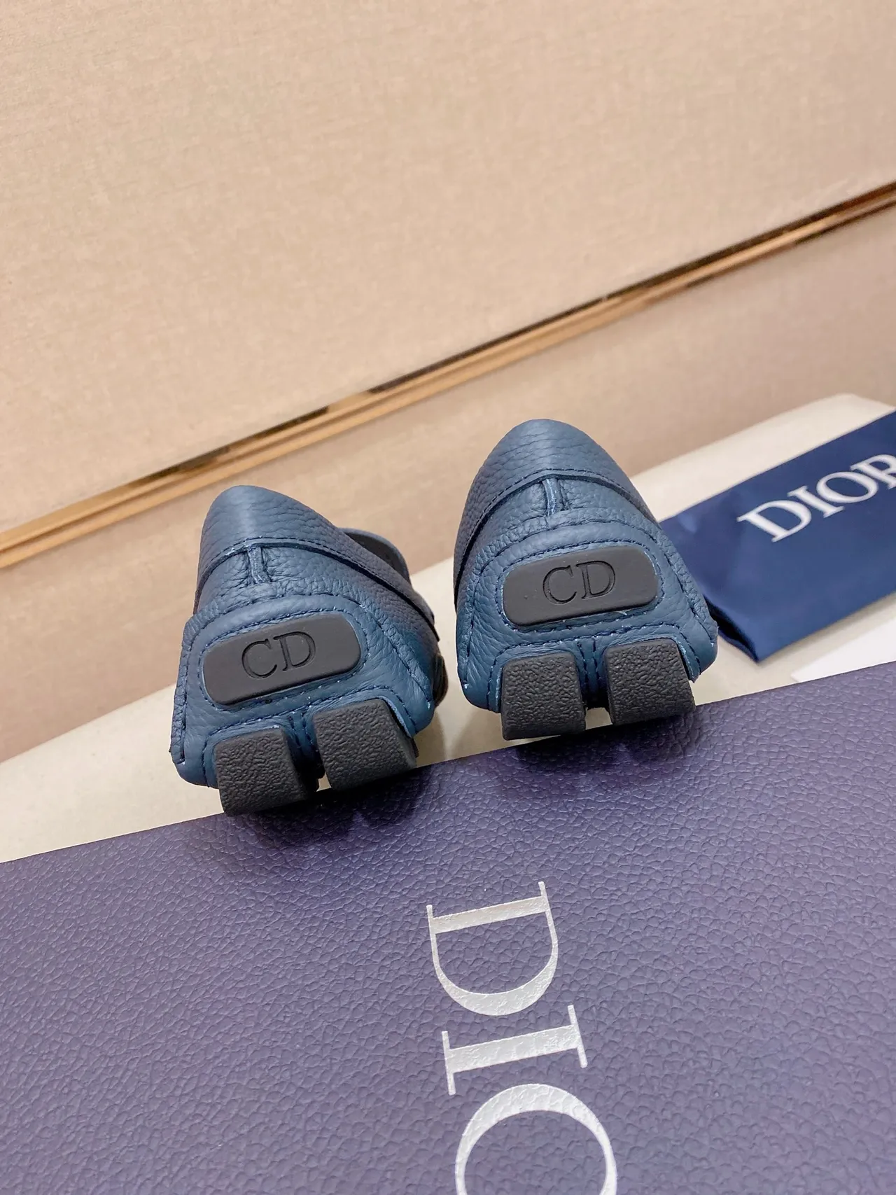 Dior B27 Blue Pebbled Leather Loafers 9