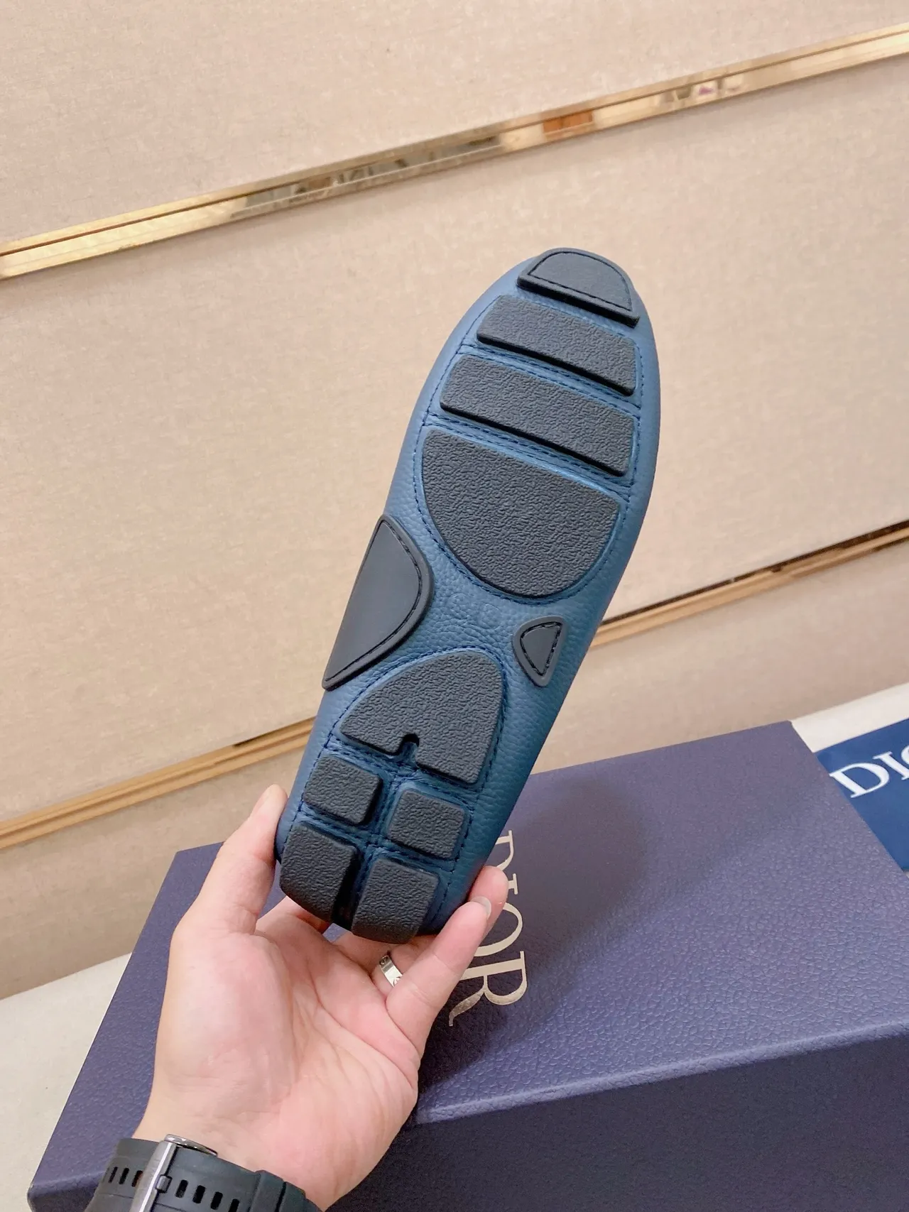 Dior B27 Blue Pebbled Leather Loafers 10