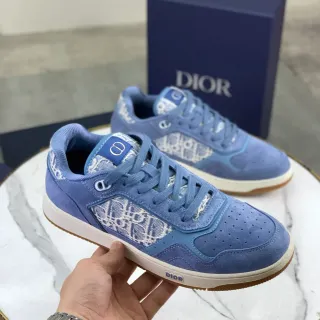 Dior B27 Blue Suede Oblique Monogram Lifestyle Sneakers