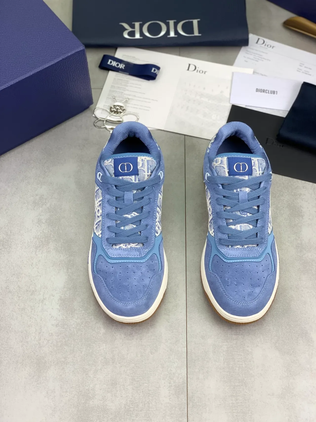 Dior B27 Blue Suede Oblique Monogram Lifestyle Sneakers 4