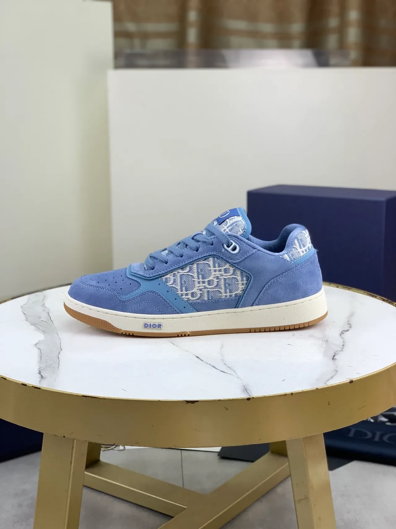 Dior B27 Blue Suede Oblique Monogram Lifestyle Sneakers 5