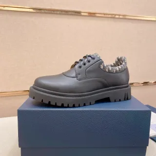 Dior B27 Gray Beige Matte Leather Upper Chunky Lug Sole Oxford Shoes