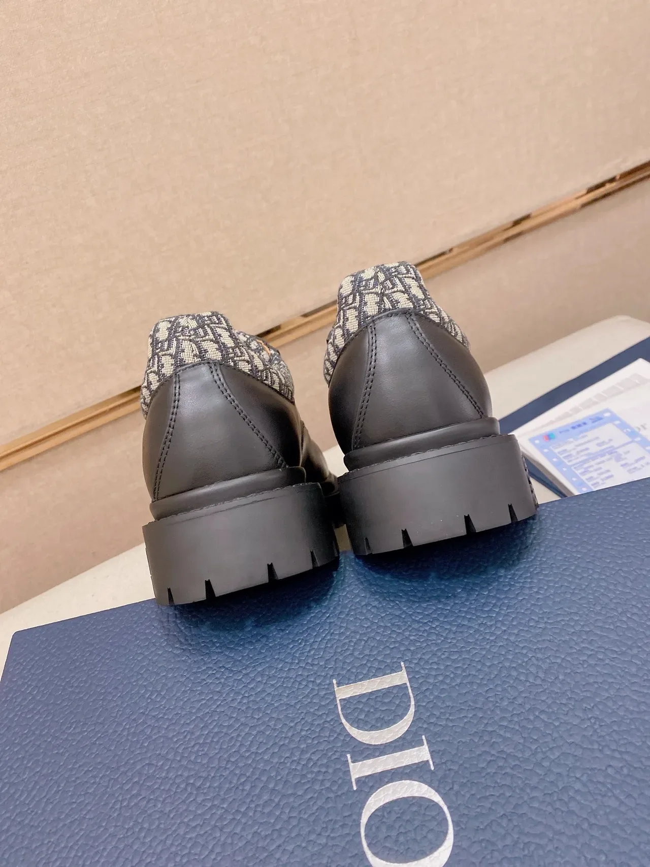 Dior B27 Gris Beige Cuir Mat Semelle Chunky Lug Chaussures Oxford 3