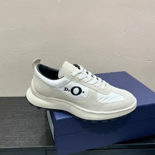 Dior Beige Black Off-White Suede And Nylon Upper Embroidered Logo Panel Lifestyle Sneakers