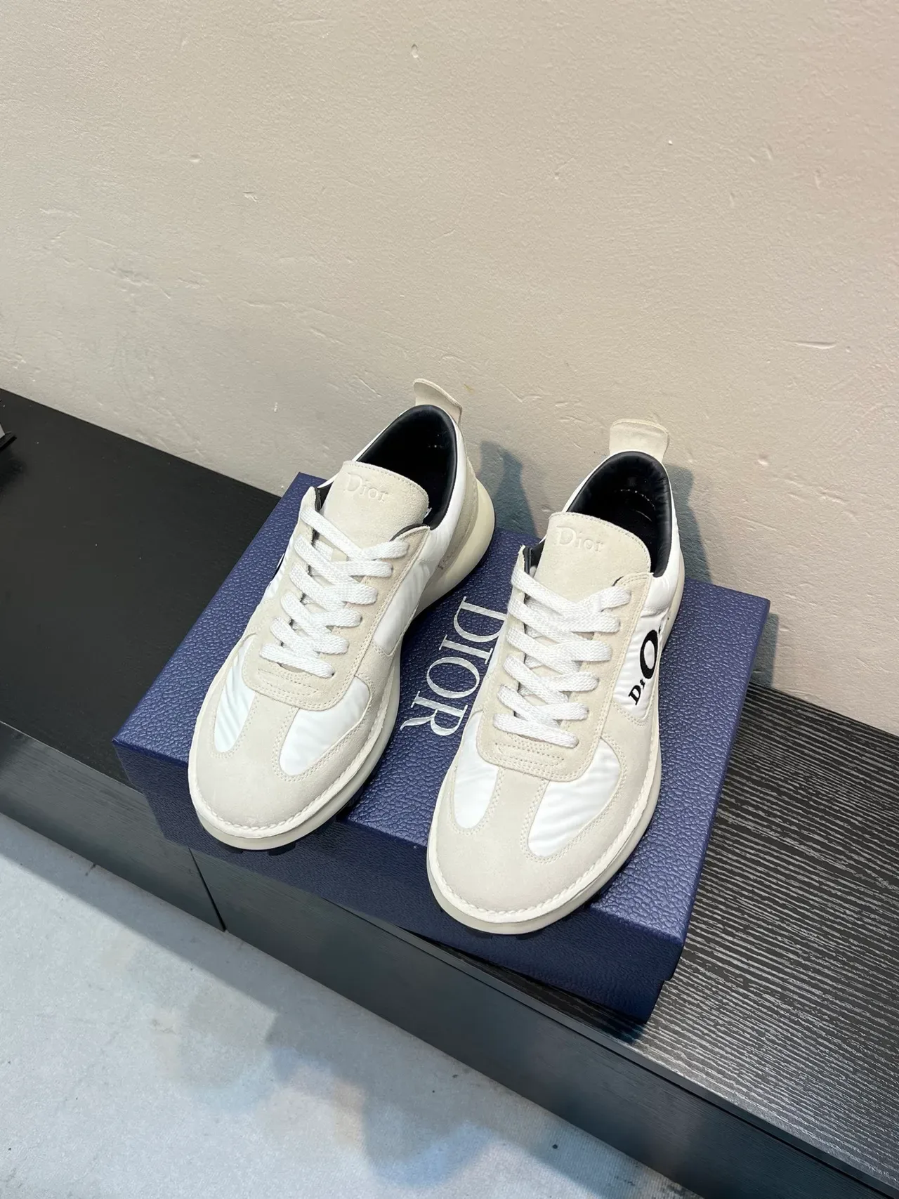 Dior Beige Black Off-White Suede And Nylon Upper Embroidered Logo Panel Lifestyle Sneakers 2