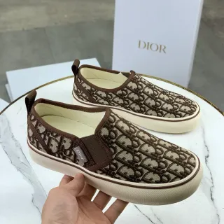 Dior Beige Brown Monogram-Print Canvas Slip-On Construction Lifestyle Sneakers