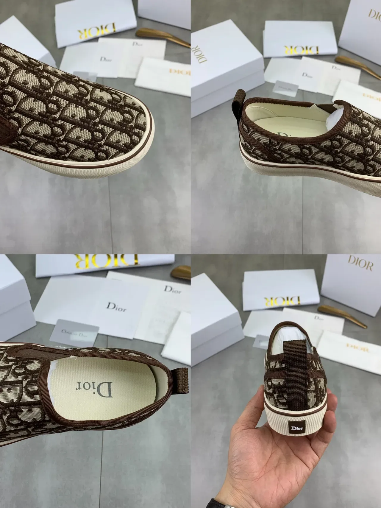 Dior Beige Marron Imprimé Monogram Toile Slip-On Lifestyle Sneakers 2
