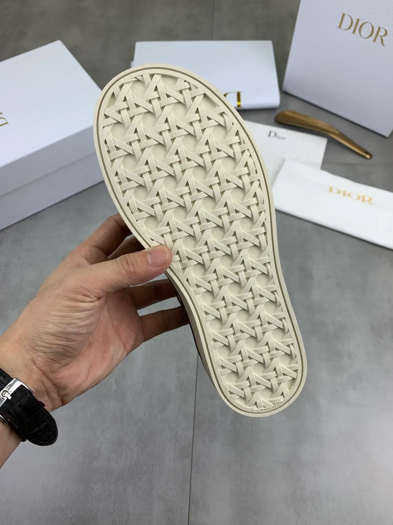Dior Beige Marron Imprimé Monogram Toile Slip-On Lifestyle Sneakers 3