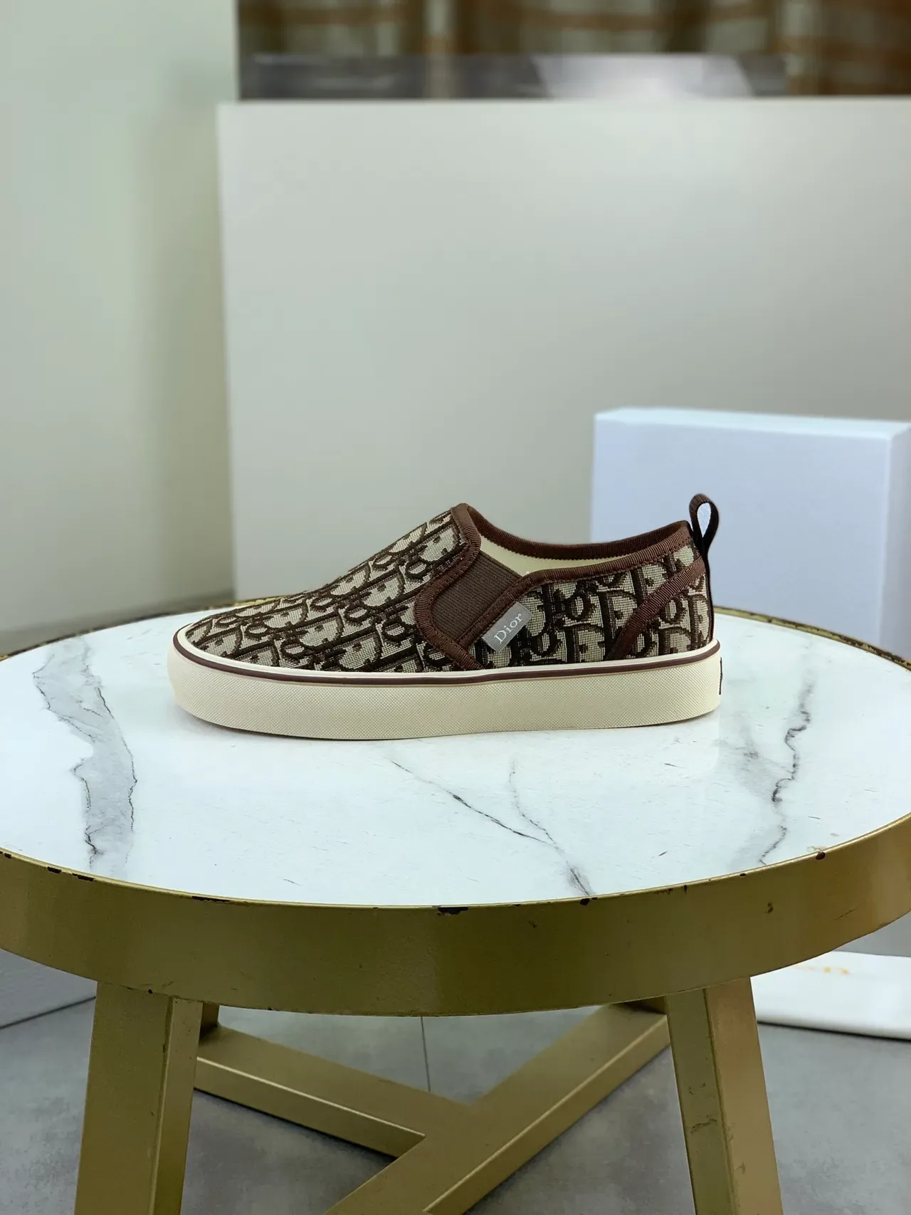 Dior Beige Marron Imprimé Monogram Toile Slip-On Lifestyle Sneakers 5